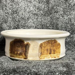 Pet Food Bowl Beautiful Ceramic Beige/ 3 Tones of Brown Glaze 2.5” X 6“ Dog Cat
